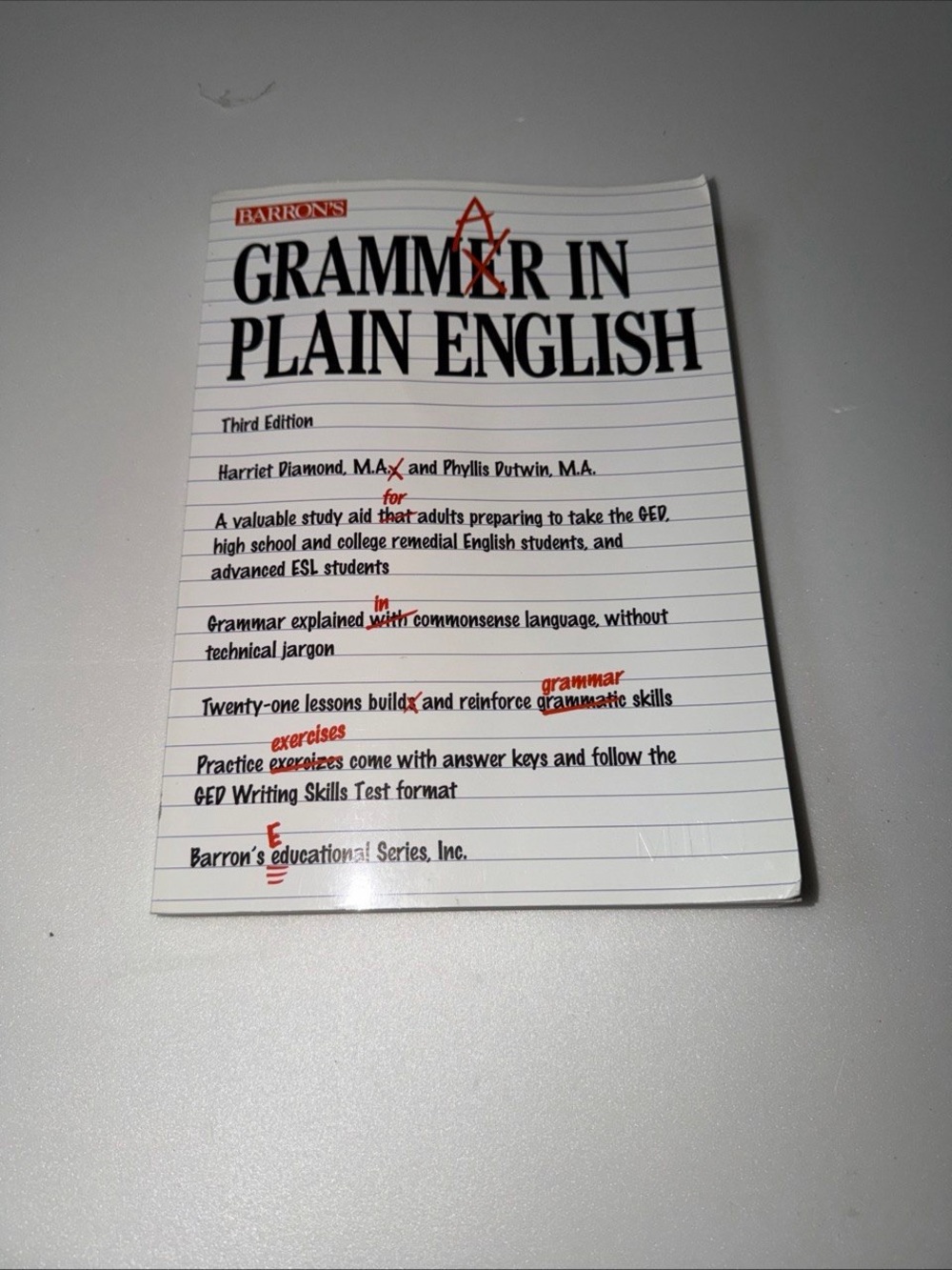 Barron's Grammar in Plain English - White Cover